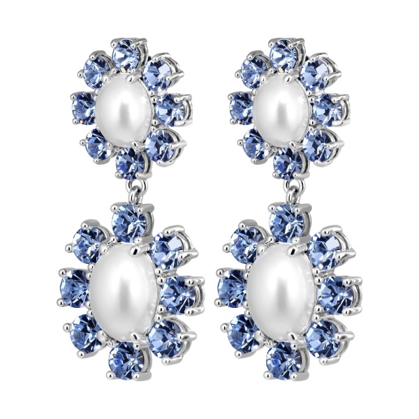 Dyrberg Kern Lina Silver Earrings - Light Sapphire/Crystal